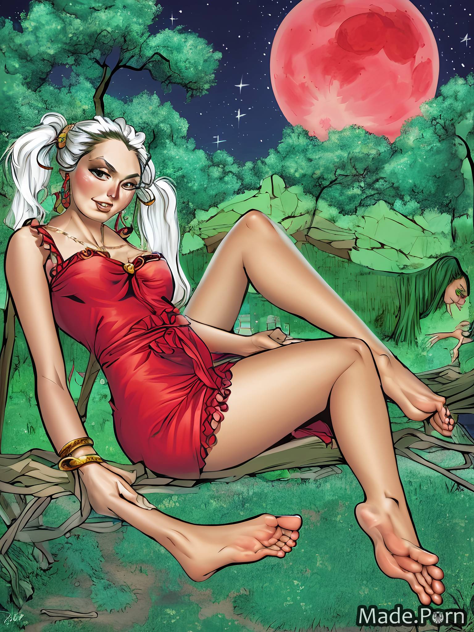 lunar eclipse navy white hair persian ruby comic negligee